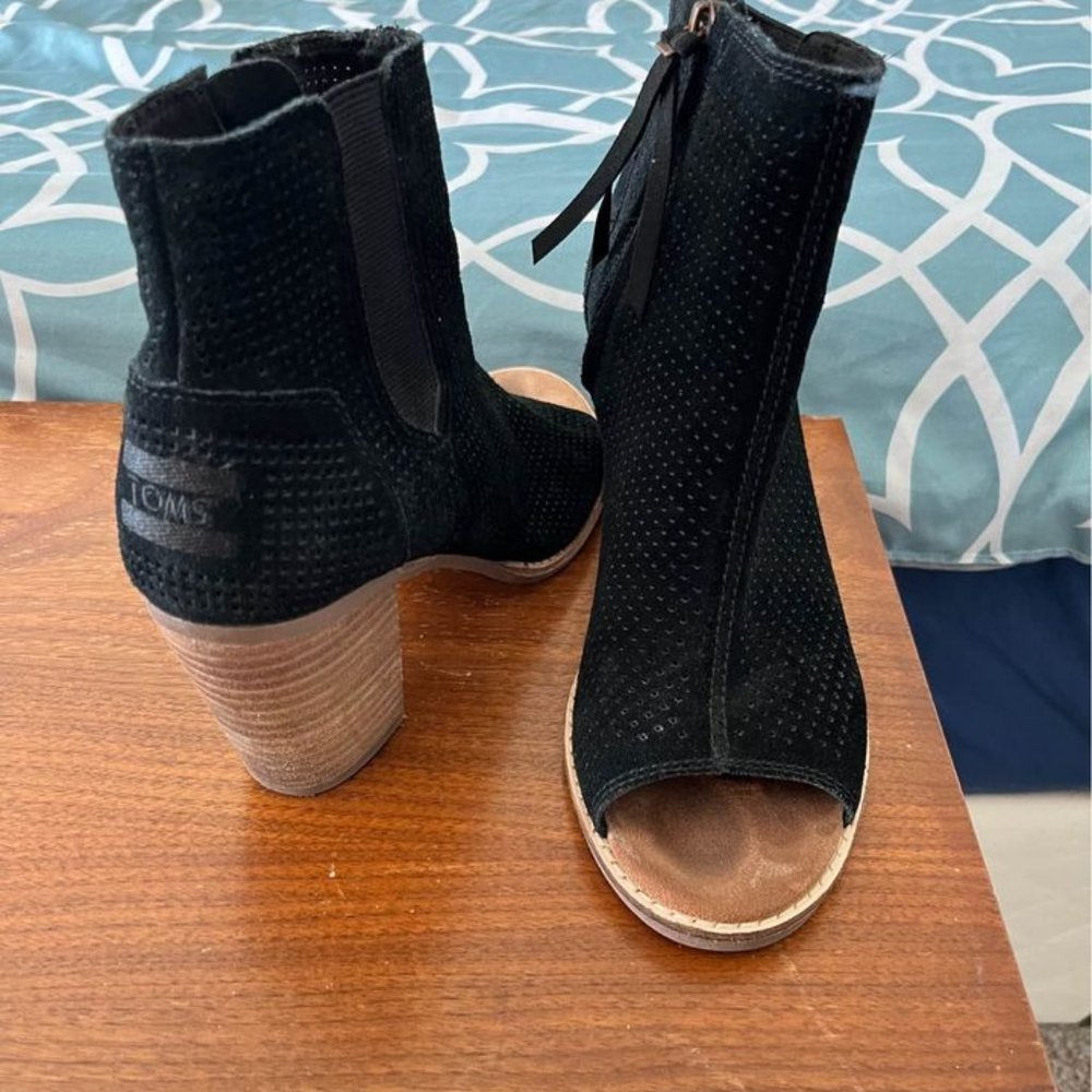 Toms Open Toe Black Booties